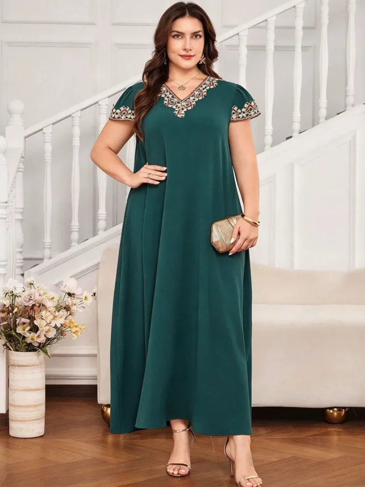 0XL-4XL Plus Size Women Clothes Dresses Autumn Summer Robes Short Sleeve Street Style Casual 3XL Big Size Maxi Dress Oversized
