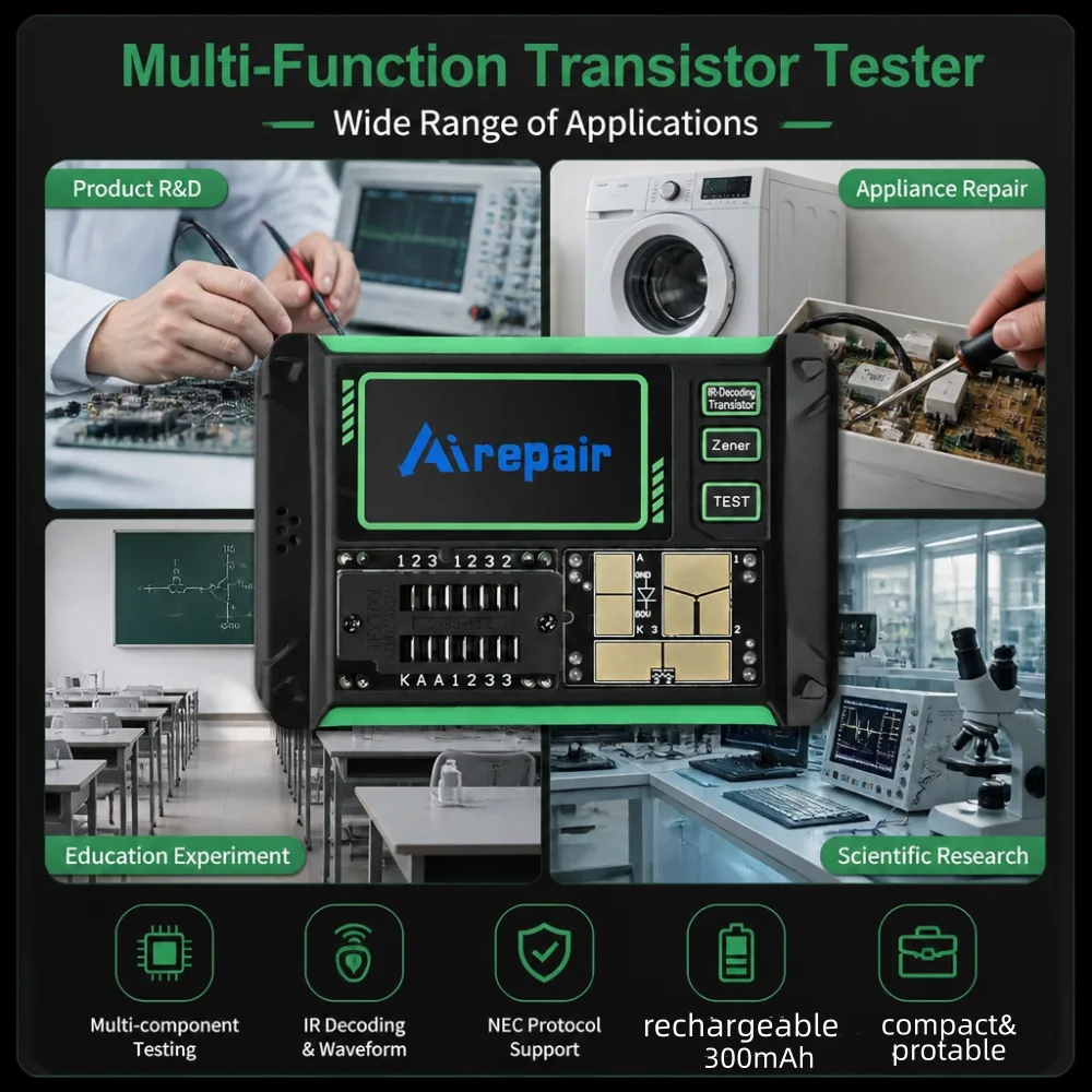 LCR-AR1 A Multifunctional Tester for Transistors 1.9in Screen MOS Field-Effect Transistor Capacitance Resistance LCR ESR Measure