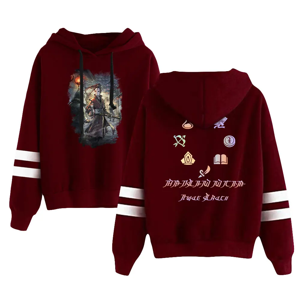 Octopath Traveler Hoodie permainan uniseks Pocketless paralel bar lengan Streetwear Wanita Pria Sweatshirt pakaian Harajuku