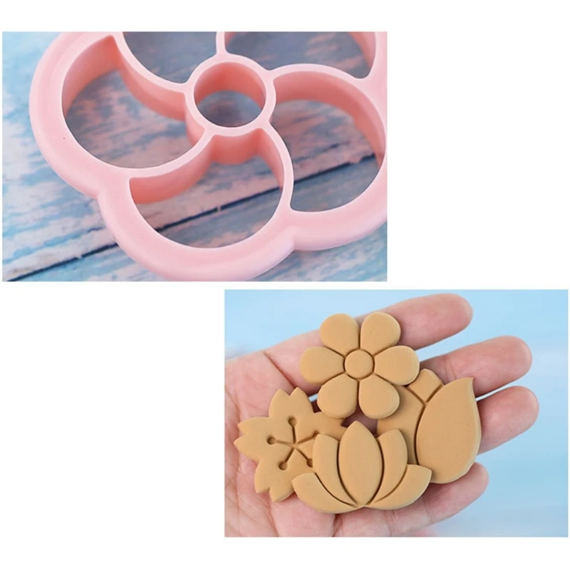 Set of 8 Cookie Cutters Flower Shaped Biscuit Molds Baking Cutters Plastic Cookie Embossing Molds for Kitchen Baking drop ship