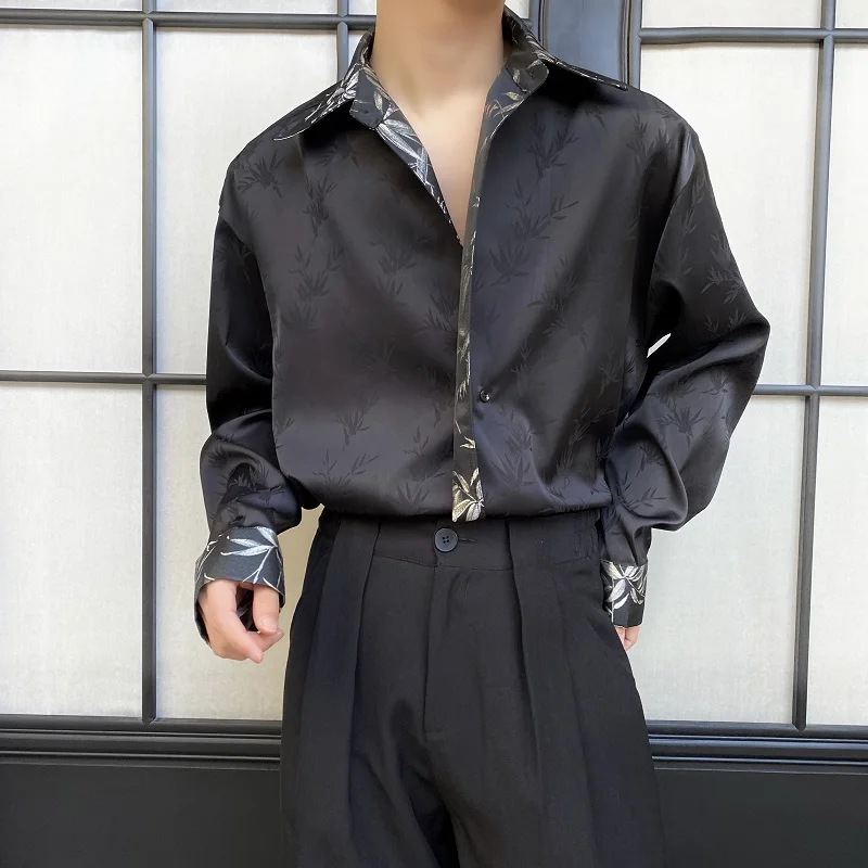 

New Chinese Sle Long Sve Men's irt Satin Bamboo Le Embroidery Patchwork Dra Faionable Traditional National Sle