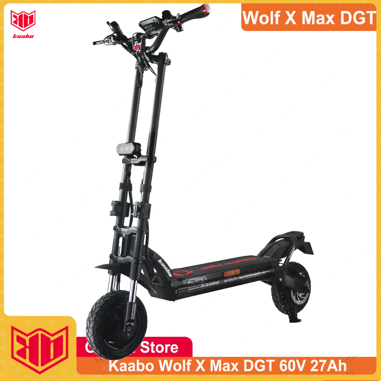 Trottinette électrique officielle Kaabo Wolf Warrior X Max, batterie 60V 27Ah, pneus tout-terrain de 10 pouces, version KAABO WOLF WARRIOR X Max DGT