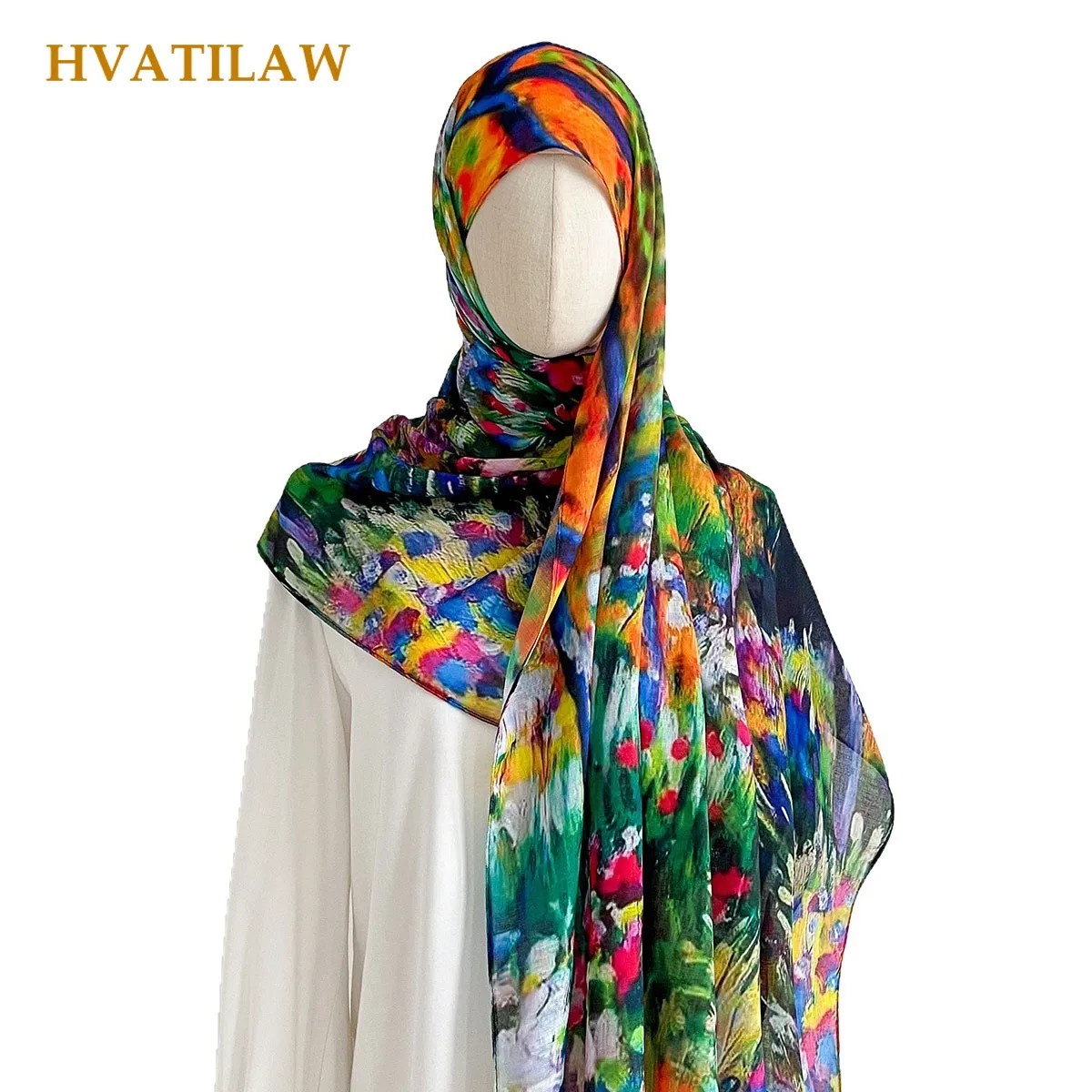 New Multi-purpose Floral Print Silk Scarf Women All Seasons Scarves Breathable Lightweight Long Scarf Beach Shawl Wrap Bandana