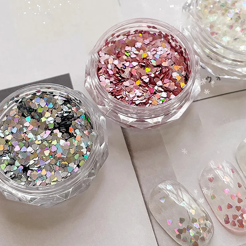 Mini brillo de uñas de amor brillante de 1mm, decoración de uñas con forma de corazón brillante, diseño de salón de uñas, accesorios bonitos, diseño artístico de uñas DIY