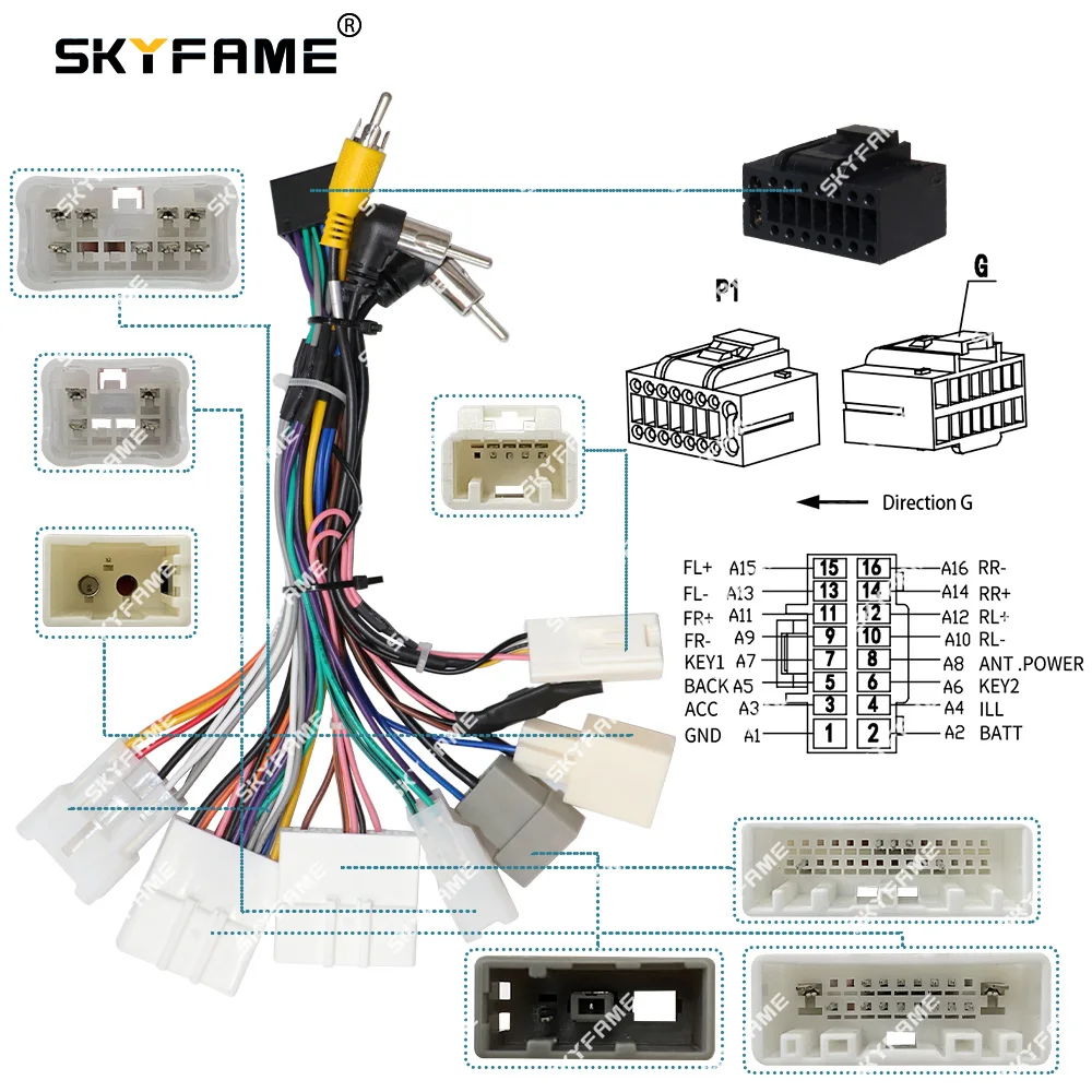 Skyfam16pin سيارة الأسلاك تسخير محول أندرويد راديو كابل الطاقة لسوبارو Outback تراث