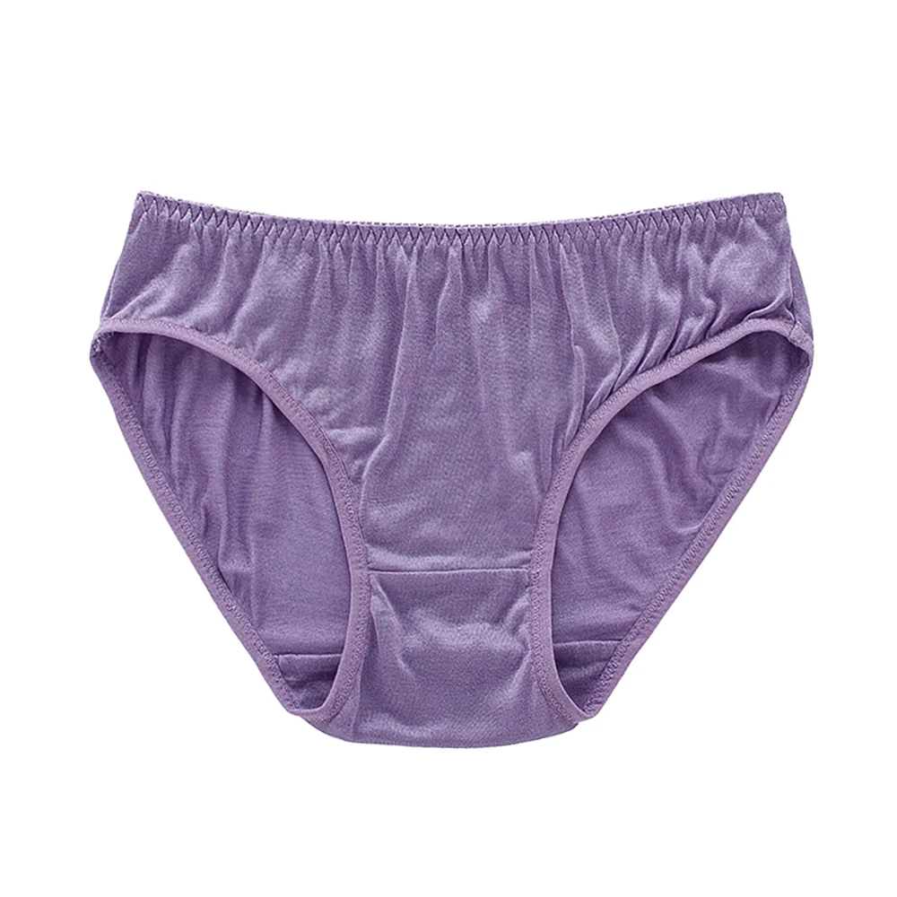 

Young Girl Low Waist Panties 100% Mulberry Silk Tri-angle Underwear Breathable Anti-allergy Cool In Summer