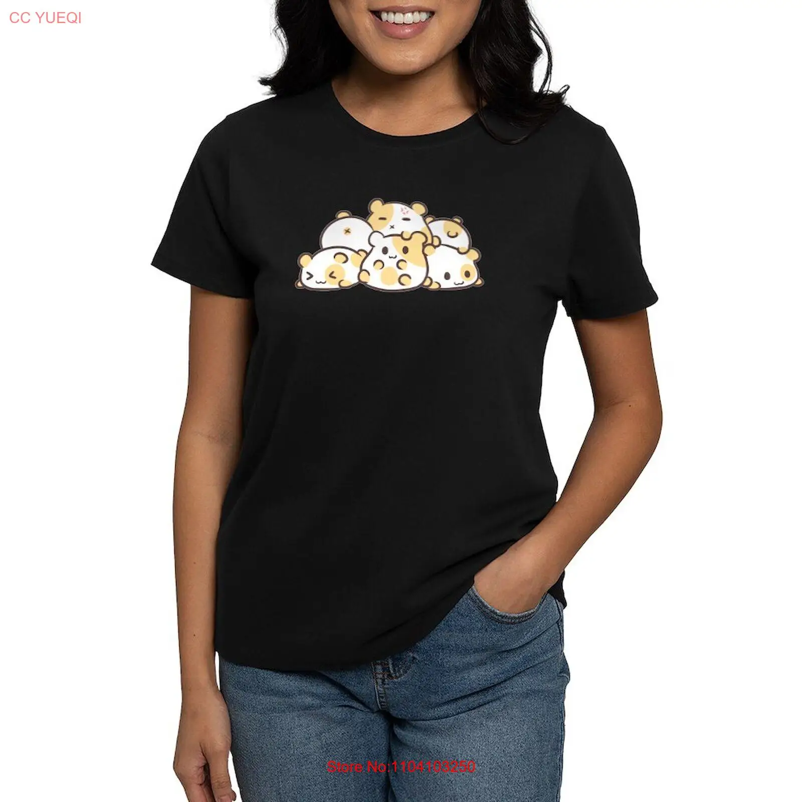 CafePress Kawaii Hamster Pile T Shirt Women's Cotton T-Shirt (2021931339)