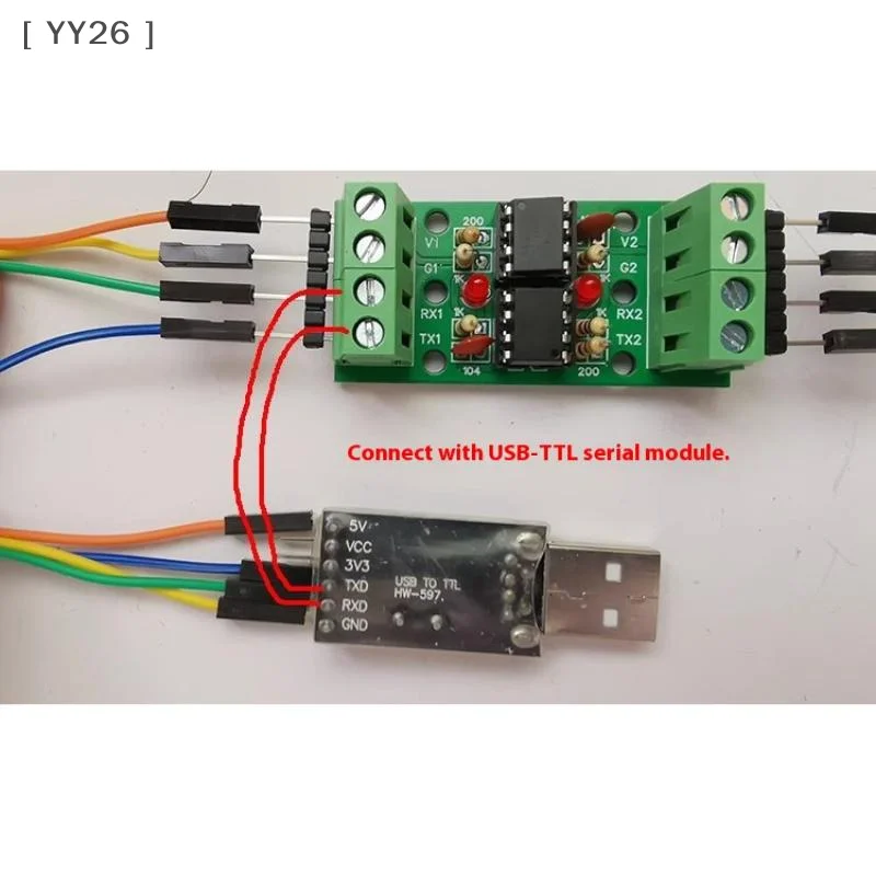 وحدة عزل UART Optocoupler ثنائية القناة مع شريحة 6N137، عازل المنفذ التسلسلي TTL للاتصالات الصناعية #4