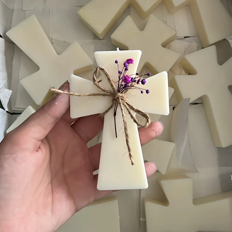 Molde de silicona con forma de cruz de bendición, cuentas para hacer velas de jabón, artesanías de cemento y arcilla, fundición de resina epoxi, Material de silicona, molde para velas
