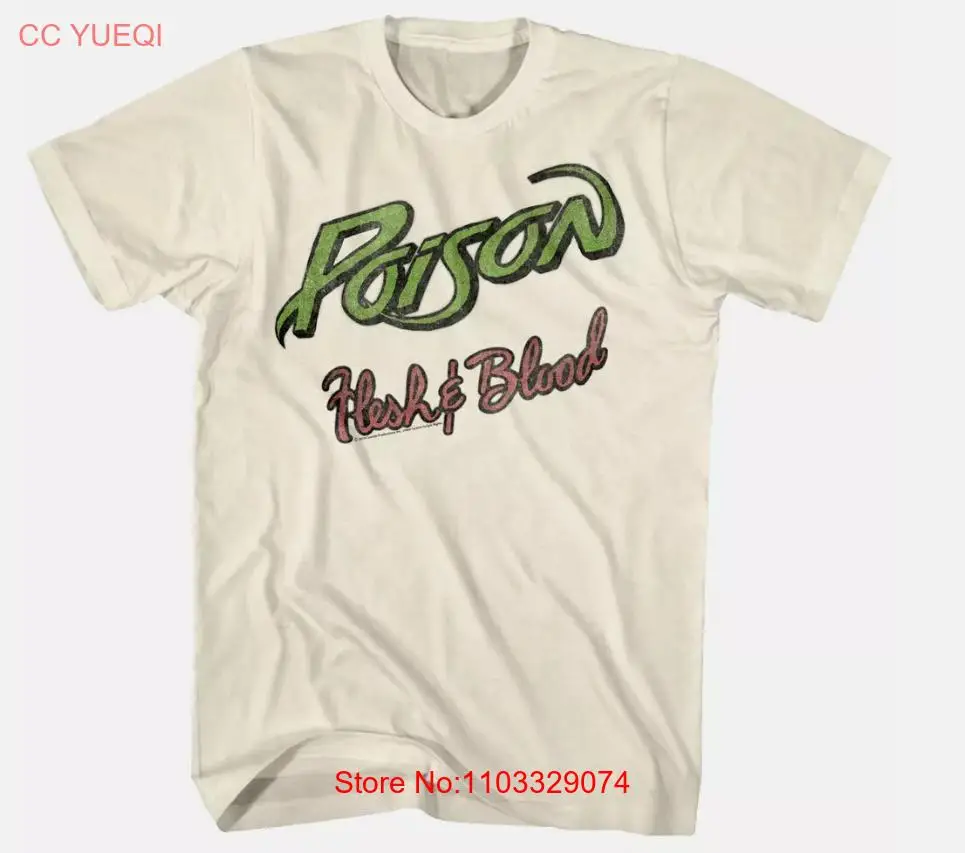 Poison Flesh & Blood Vintage Concert Tour camiseta para hombre portada del álbum banda de Rock