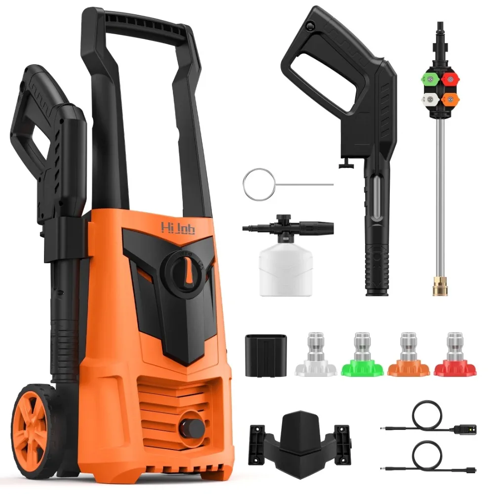 

HIJOB Electric 3000 PSI Pressure Washer w/ 20 ft Hose, 4 Quick Connect Nozzles Portable to Clean Patios Cars Fences Driveways