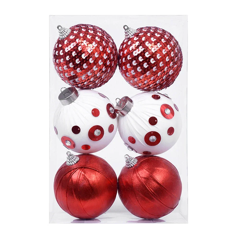 Set of 6 Christmas polka dot pressure balls crafted from velvet foam suitable for holiday tree wall and ceiling decorations