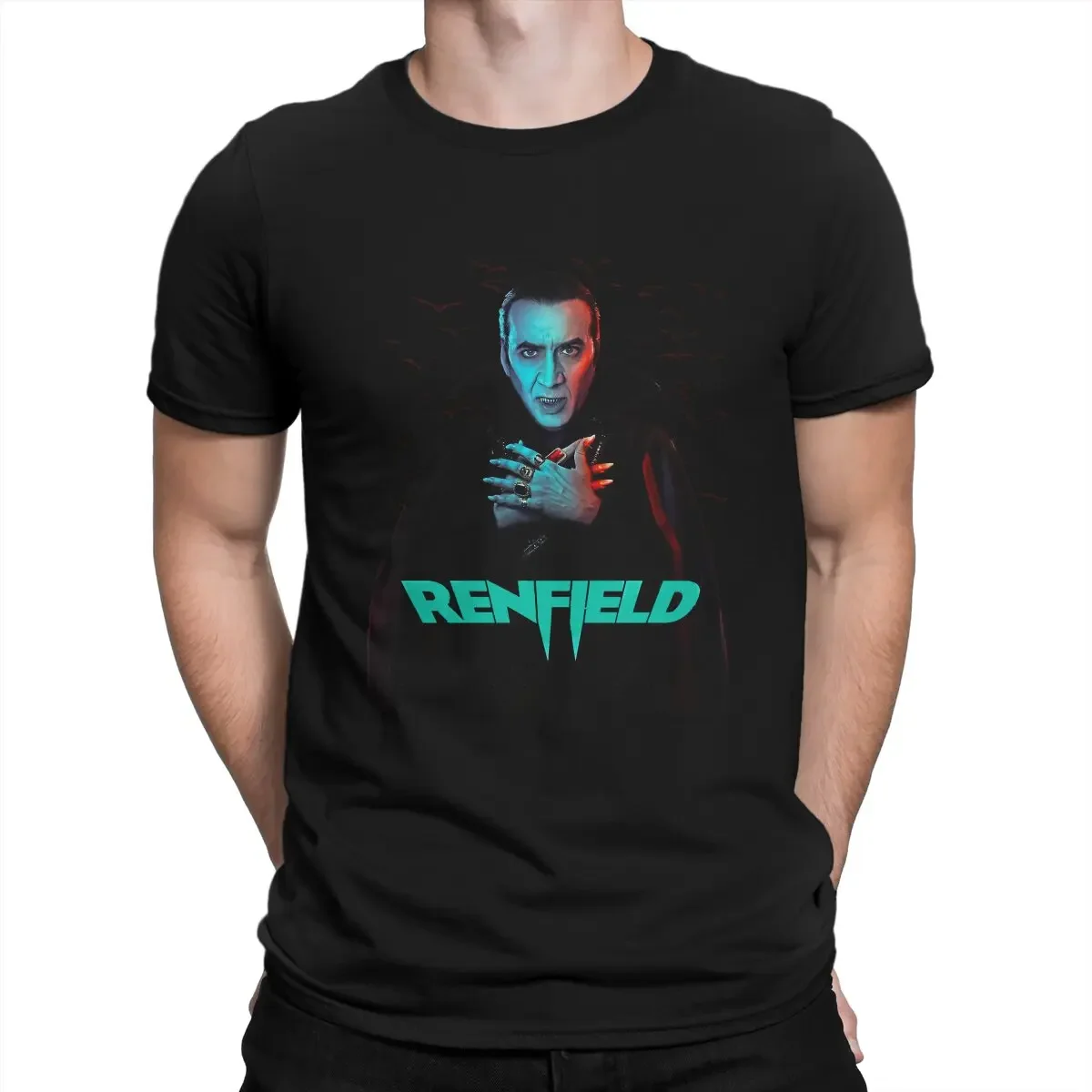 Nicolas Cage Movie Man's TShirt Renfield O Neck Short Sleeve 100% Cotton T Shirt Humor High Quality Gift Idea Over sized 2024man