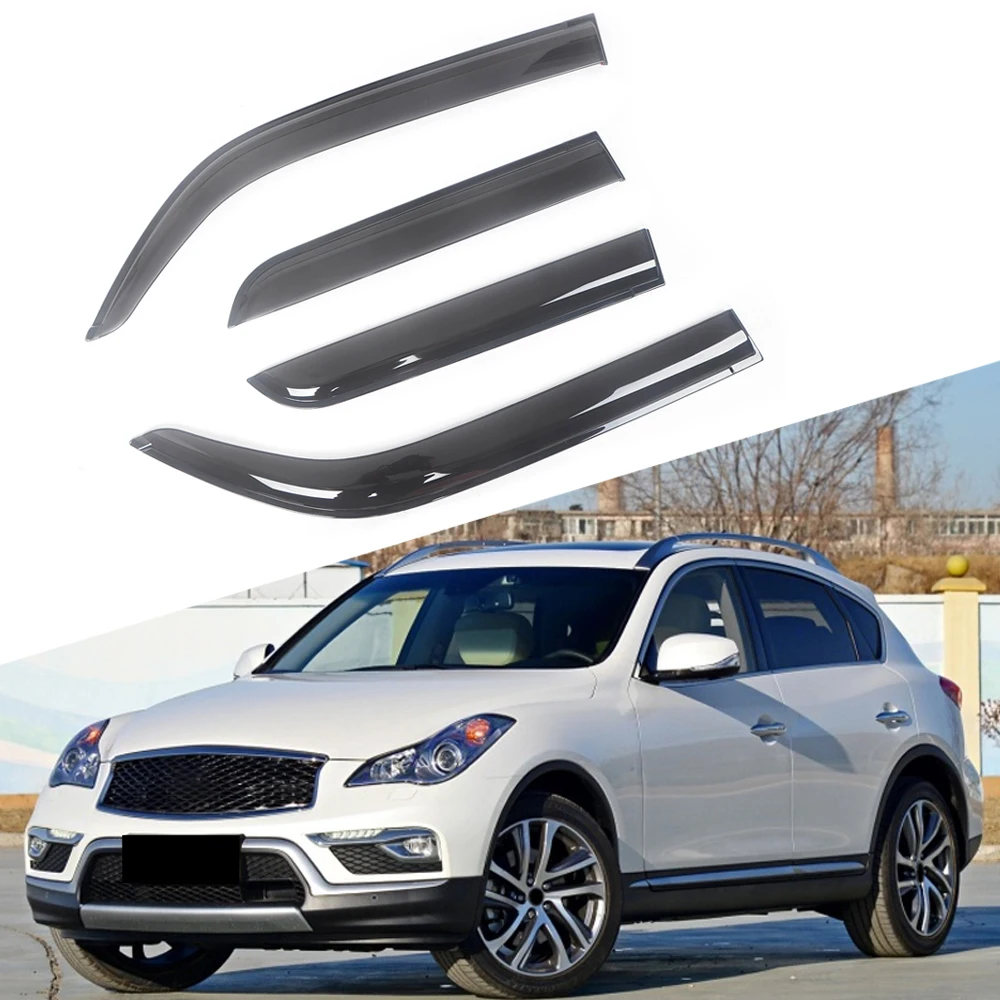 

For Infiniti EX35 EX37 QX50 2014-2016 Black Tinted Car Side Window Visor Guard Vent Awnings Shelters Rain Guard Door Ventvisor