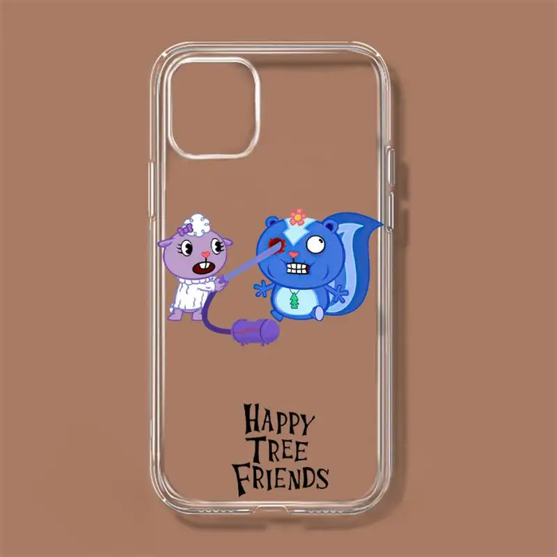 Cute Cartoon Happy tree friends Phone Case For iPhone 11 12 Mini 13 14 Pro XS Max X 8 7 6s Plus 5 SE XR Transparent Shell