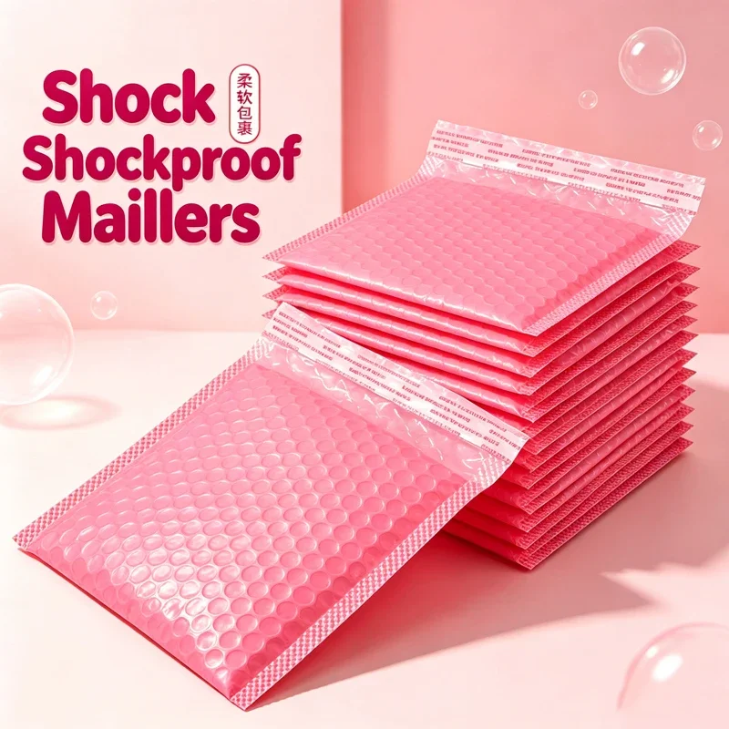 100pcs Pink Bubble Mailers Padded Envelopes Pearl film Gift Present Mail Envelope Bag For Book Magazine Lined Mailer Self Seal