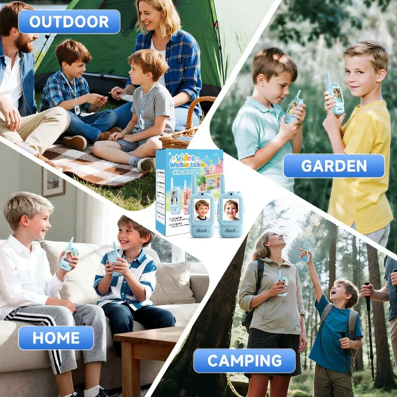 Walkie Talkies con Video B49B para Niños, Intercomunicador de Video Recargable de Mano, para Exteriores, Camping