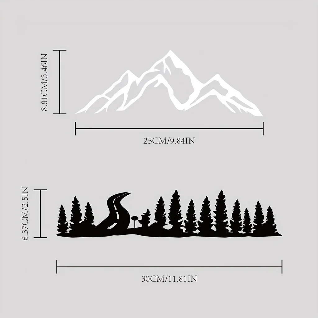 Iron Crafts Mountain And Forest Metal Wall Art, Hill And Trees Metal Home Decoration, Metal Wall Hanging Iron Art Silhouette