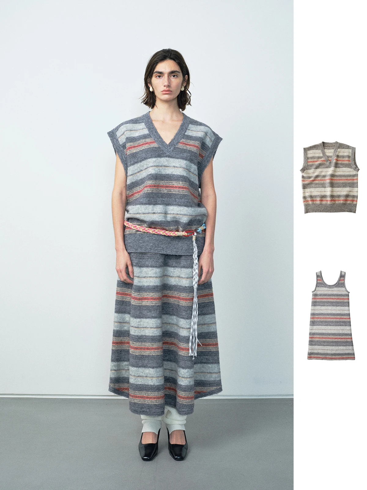 

Новый бренд MANZANILLA: Зимний цветной полосатый жилет-платье, повседневный свободный крой, женская верхняя одежда стандартной длины