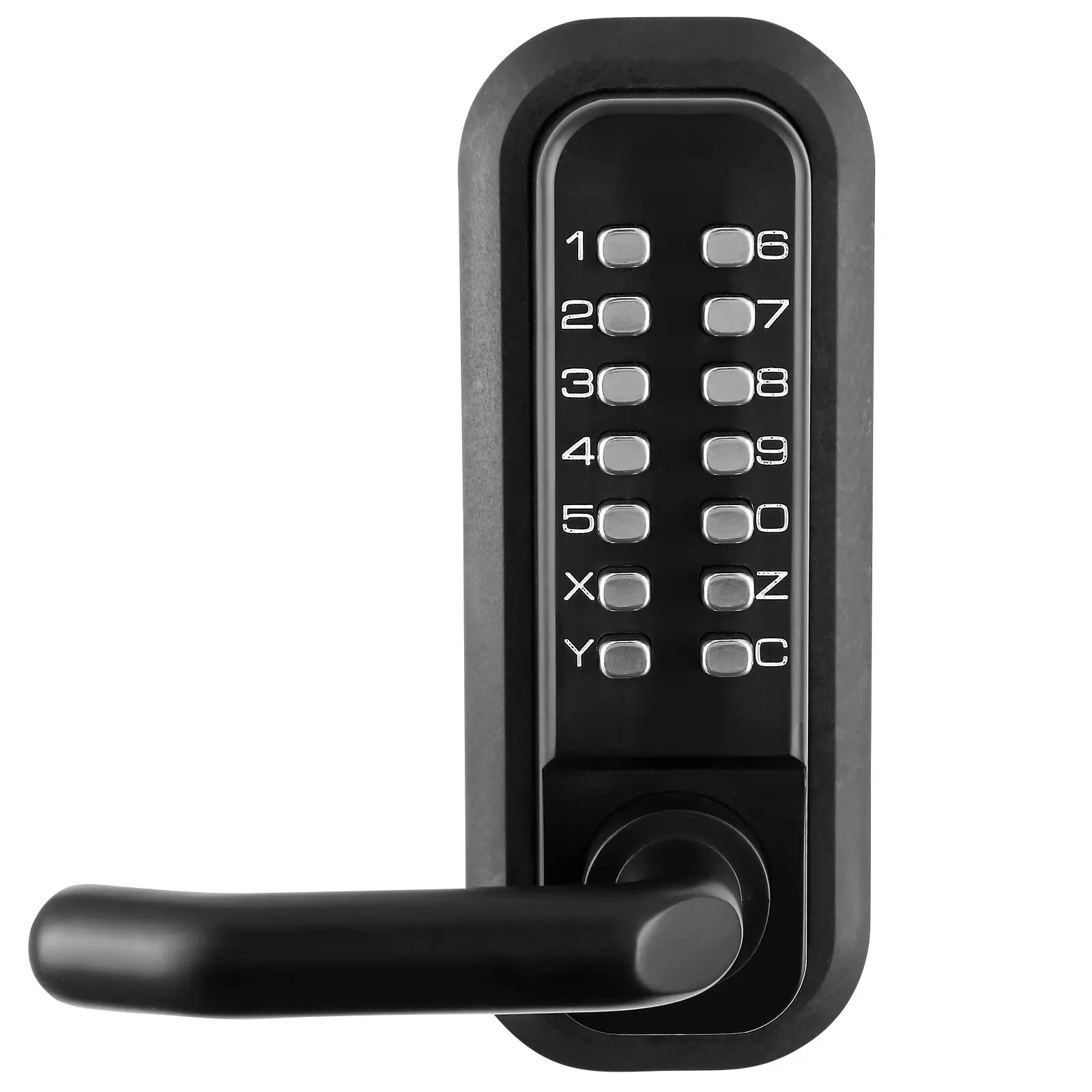 Mechanical Keyless Entry Door Lock, 14 Digit Keypad, Double-sided Embedded Outdoor Gate Door Locks Set with Handle and Keypad, W