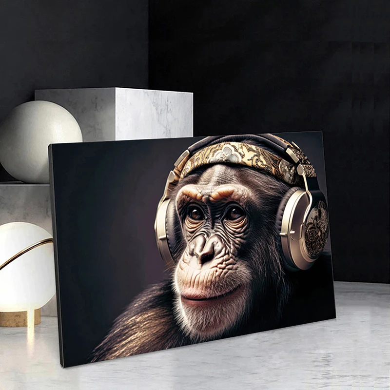 

Gentle Lion Drinking Coffee Posters Prints, Modern Animal Gorilla Monkey Cat Canvas Wall Art, for Living Room Home Decoration