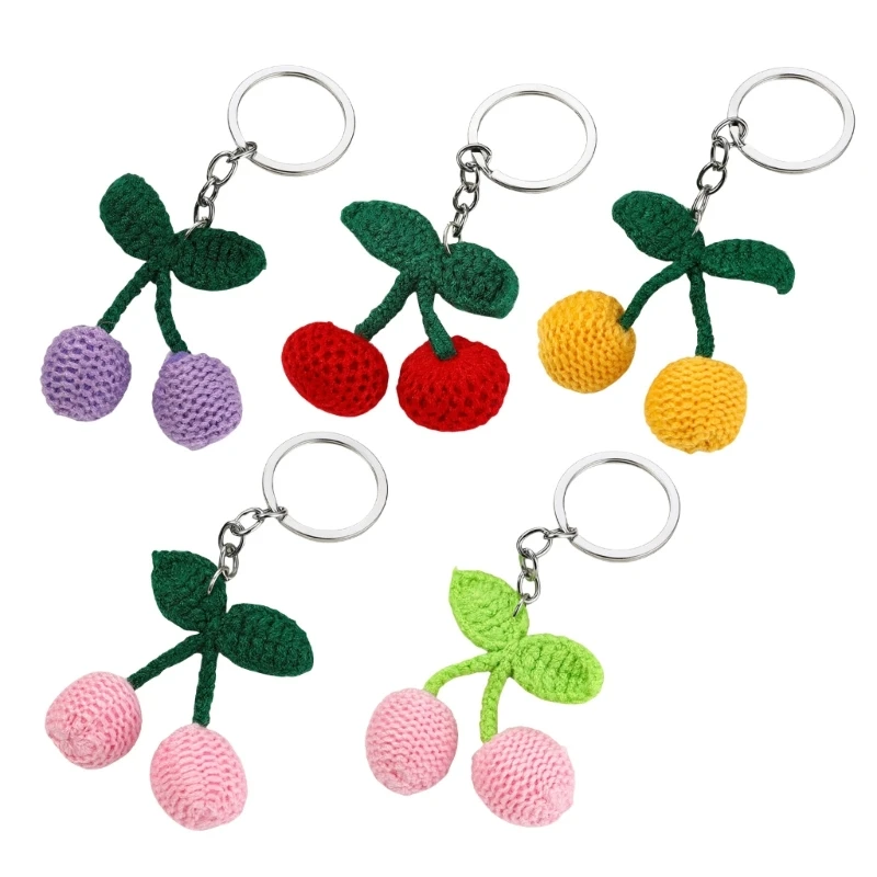 Einzigartiger Kirsch-Charm-Anhänger, robustes Garn, handgefertigte gestrickte Designs, Zubehör für Schlüsselanhänger und personalisierte Geschenke