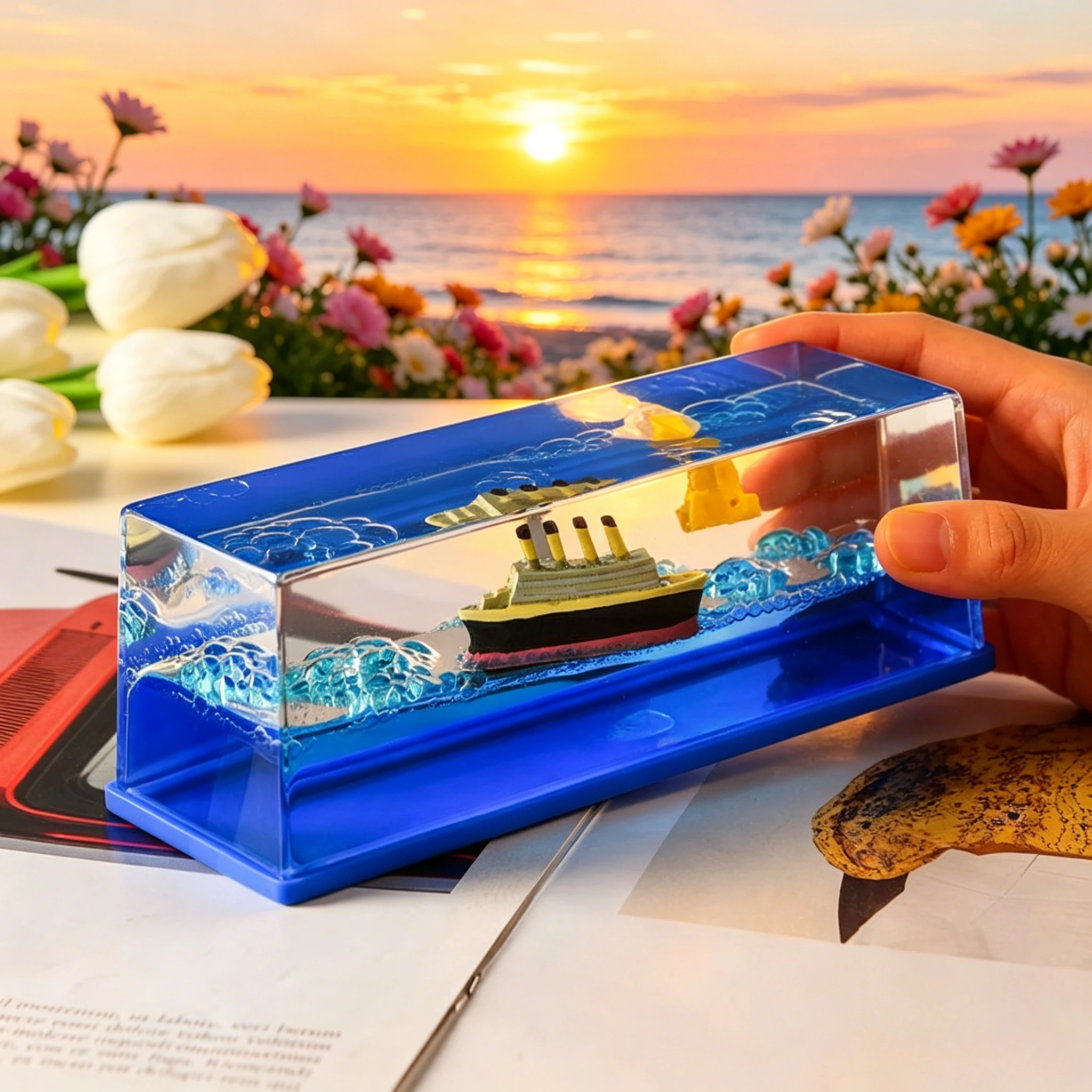 Float Titanic Ship Fluid Liquid Drift Bottle Black Pearl Sailboat Figure Ship Boat Decor Room Decoration Desk Birthday Kids Gift