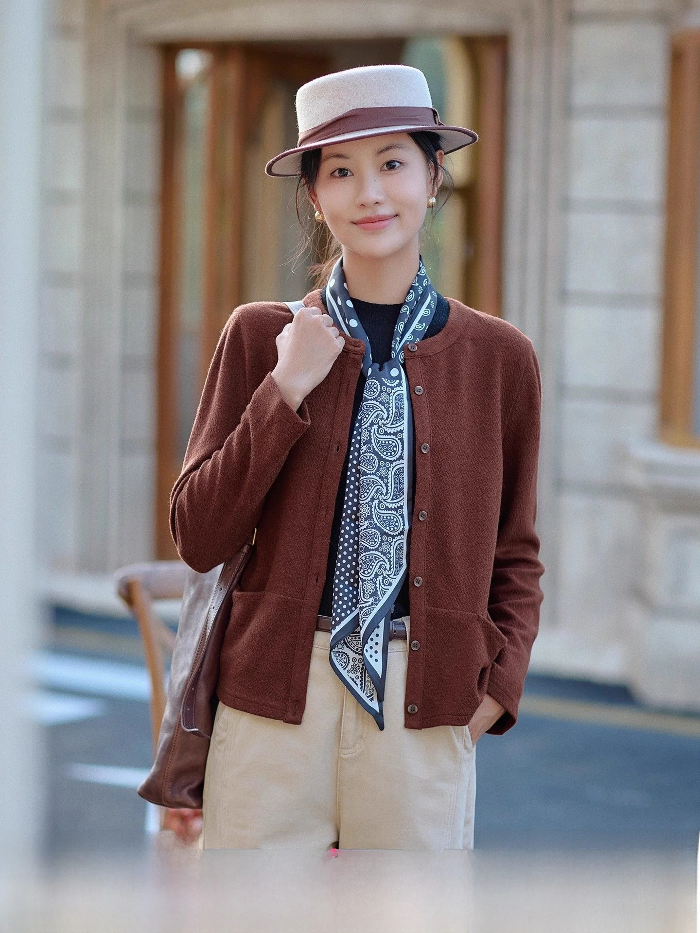 

Red Casual ort Coat Women's Outerwear Design Sense Autumn New Sle Commute Wind Nylon Wool Blend Long Sve Button up