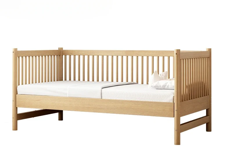 

Solid wood children's splicing bed widened with guardrail, small