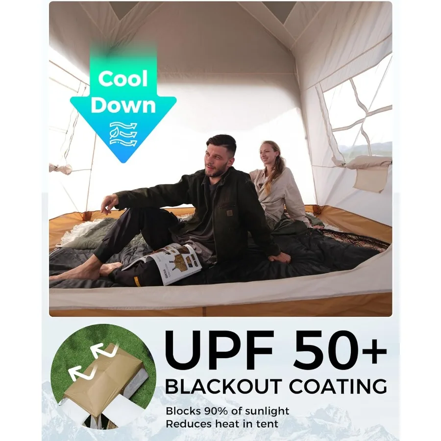 Кемпинговая палатка на 68 человек, устойчивая к атмосферным воздействиям, горячая палатка, большая семейная палатка с разделением для плиты, водонепроницаемая, ветрозащитная, для семейного кемпинга O