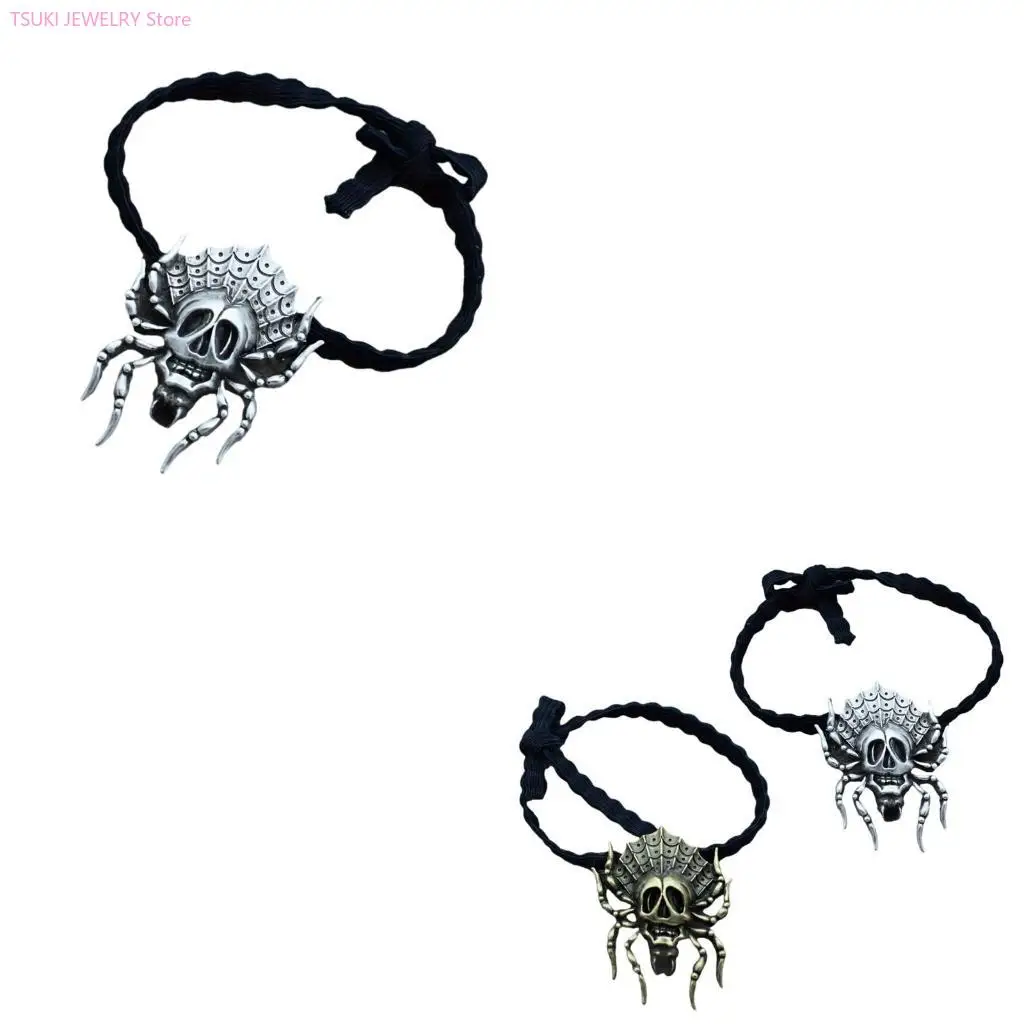 

62KE Skull Hair Rope Hair Scrunchie Women Carnivals Party Halloween Hairband