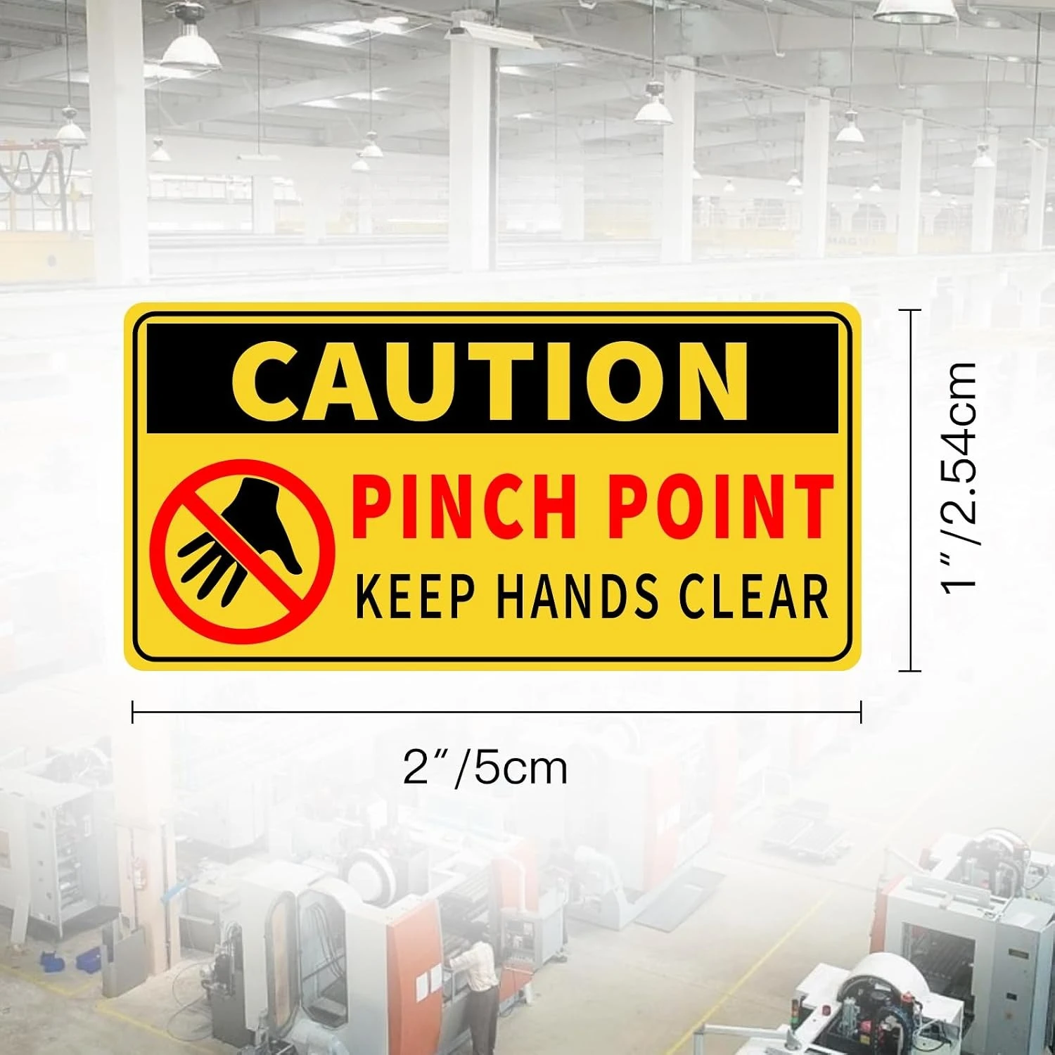 20PCS 1x2inch Pinch Point Warning Stickers Keep Hands Clear Sticker Signs