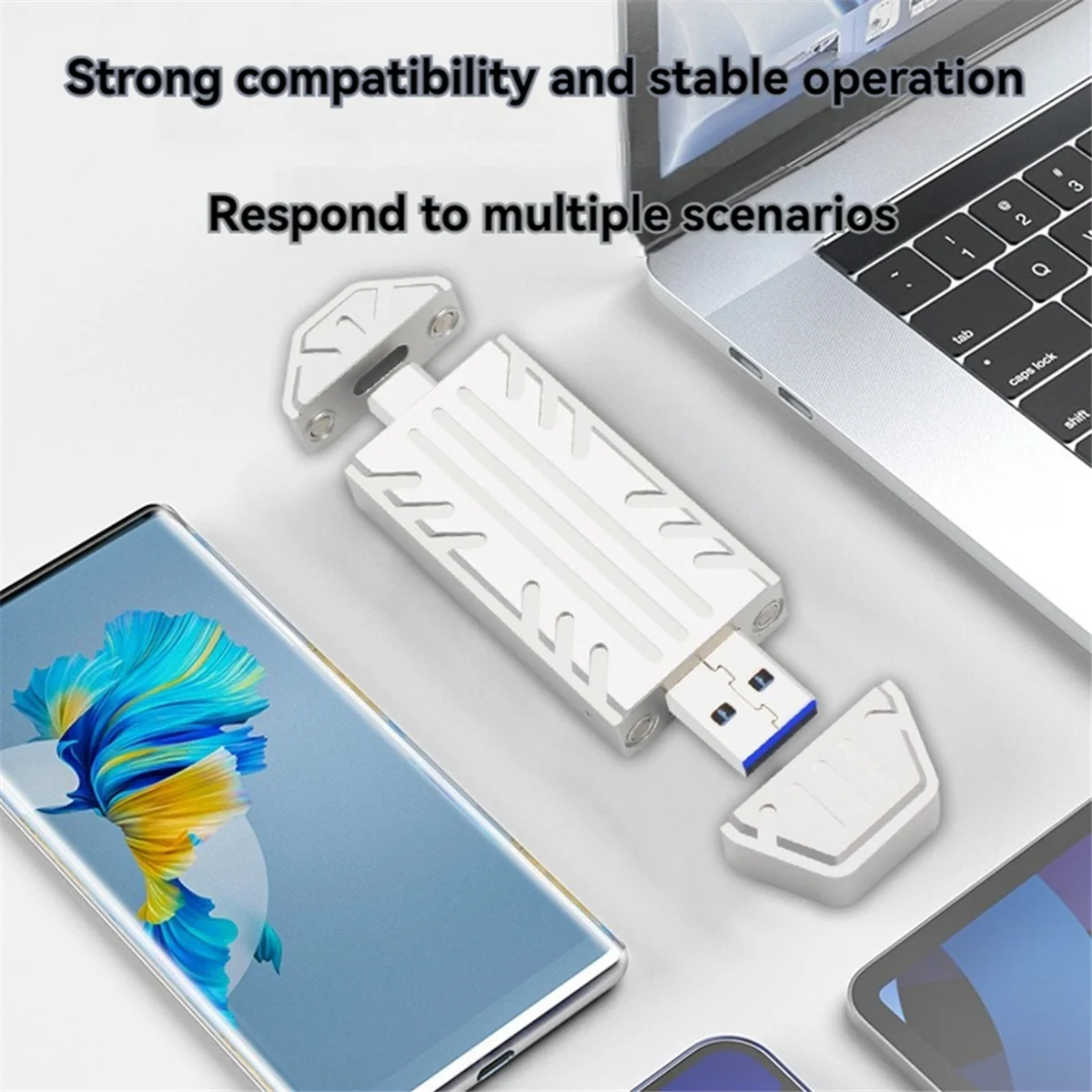 ABLK M.2 NVME SSD Case External Enclosure USB 3.2 Gen2 10Gbps Type-A + Type-C M2 NVME Adapter Box Supports 2230 M.2 NVME SSD