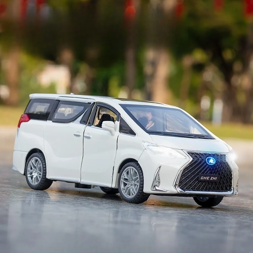 1/32 Lexus LM300h MPV Toy Car Diecast Metal Alloy Van Miniature Pull Back Sound & Light Collection Model Gift for Boy Children