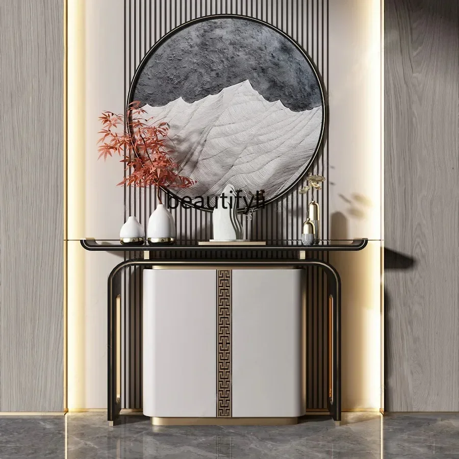 Y New Chinese-style entrance cabinet light luxury entrance table solid wood table simple decorative end view table