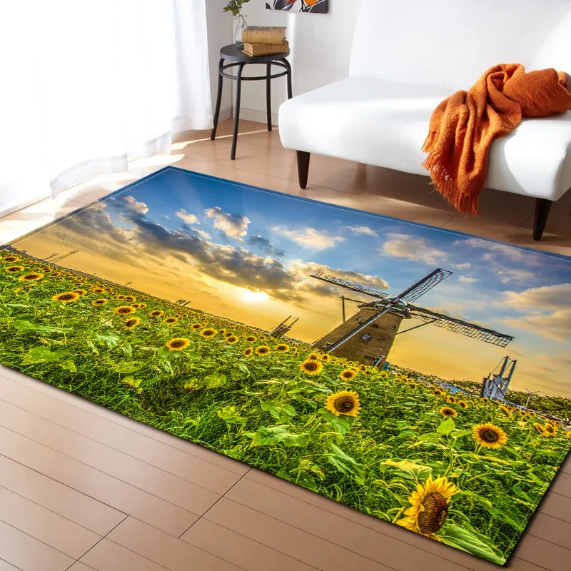 

Sunflower Time tunnel 3D Carpets Living Room Area Rug Dolphin Children Play Carpet Kids Bedroom Rug Kitchen Mat Entrance Doormat