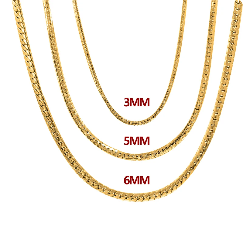 Cuban Link Chain Necklace Stainless Steel Long Chain For Men Women Jewelry Gifts