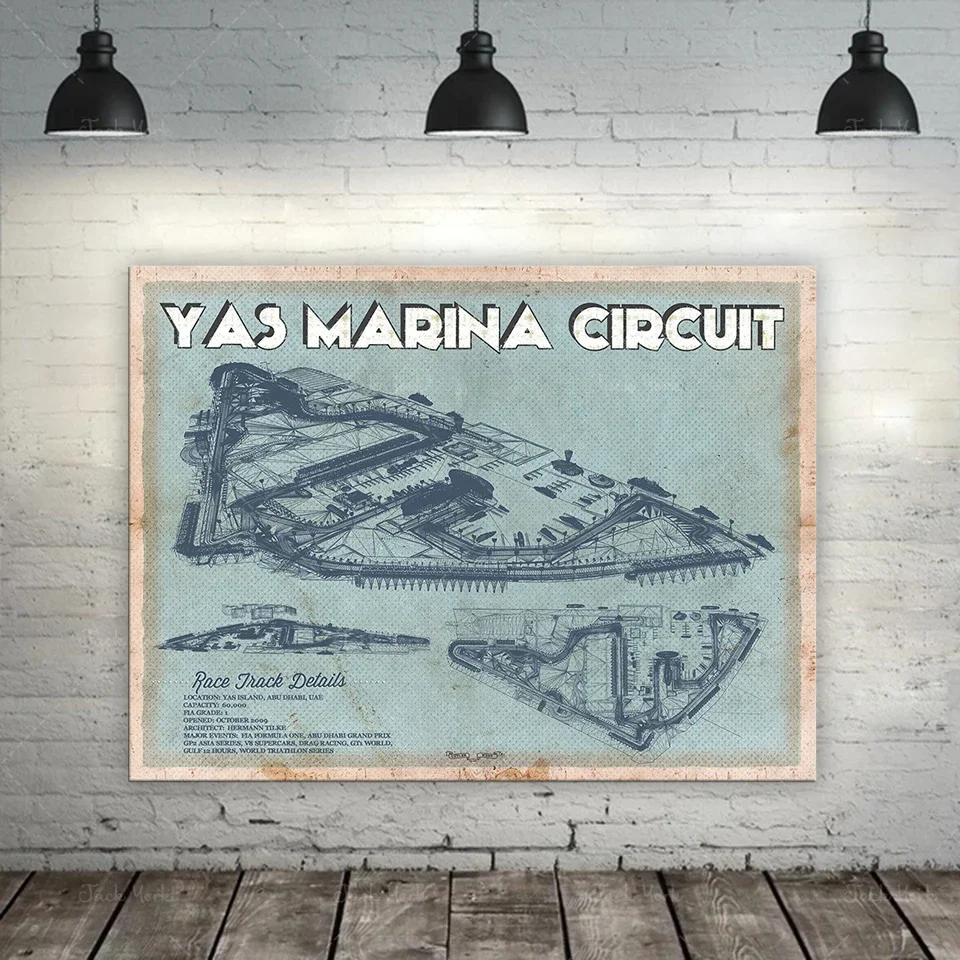 Yas Marina Circuit Blueprint Race Track Print