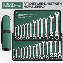 6,8,10,12,14,15pcs Active head ratchet spanner set dual use double head power saving plum car repair tool set hand tools