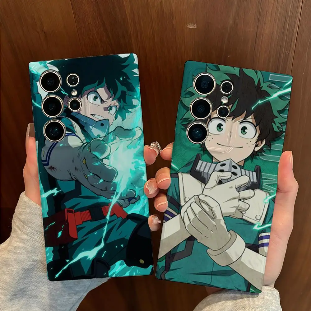 Funda de teléfono My Hero Academia para Samsung S25, carcasa GalaxyS24Ultra 23plus S22 21 A56 36, película brillante, funda dura para PC