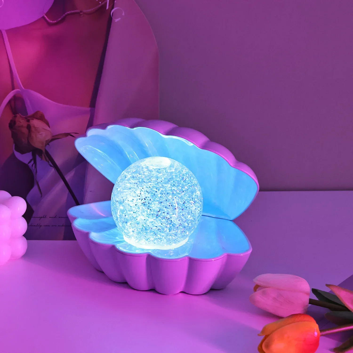 Unique Seashell Night Light - LED Bedside Lamp for Bedroom