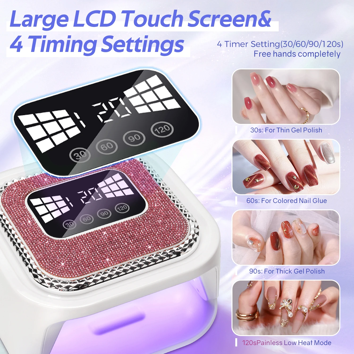 80W UV LED Nail Lamp With 4 Timers Setting Wireless 36LEDS Nail Dryer For Curing All Gel Nail Polish Home Manicure Salon Use