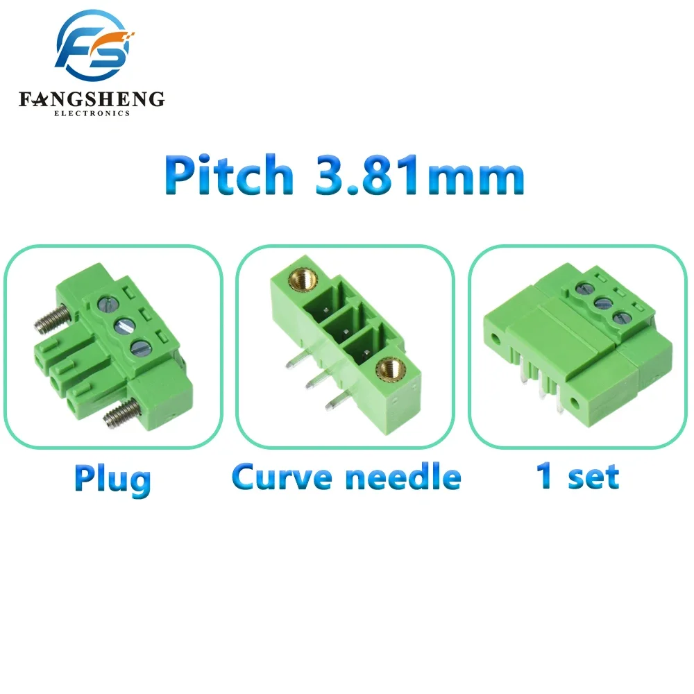 5set 15EDGKM 3.81mm PCB Screw Terminal Block Connector Plug Right angled needle SOCKET 6/7/8/9/10/11/12P Pin Green 2EDGRM 2P-24P