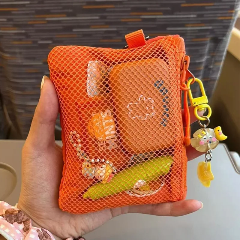 Doppelschichtige Netz-Aufbewahrungstasche, tragbare Mini-Kosmetiktasche für Reisen, Mehrzweck-Geldbörse, Kreditkartenetui