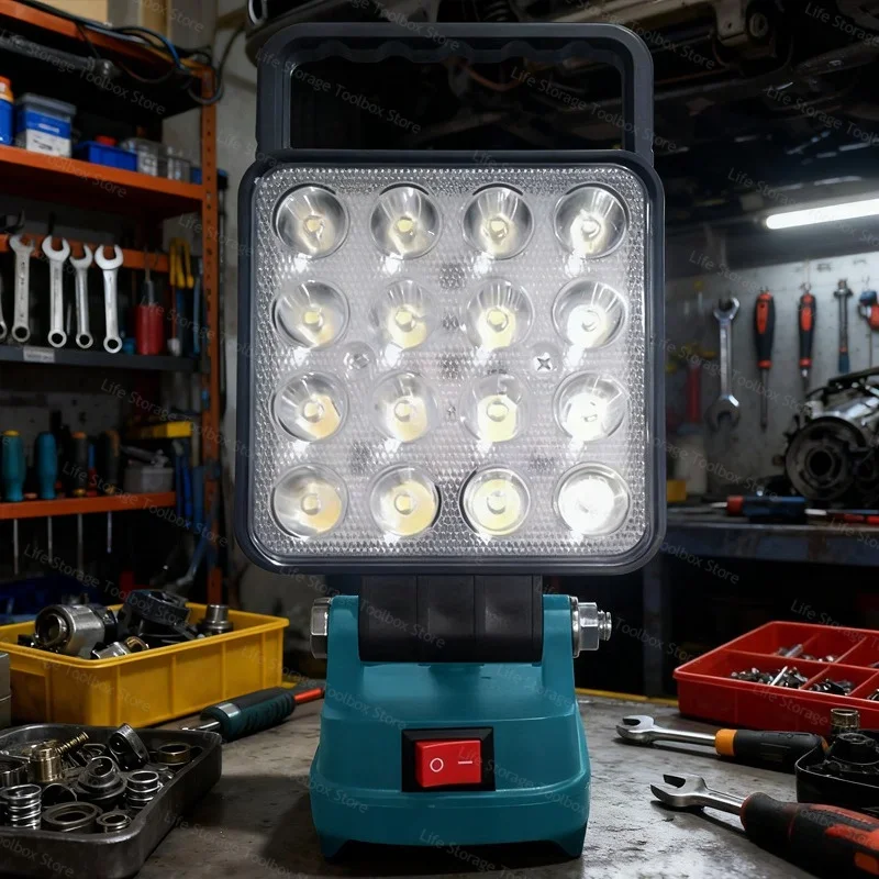 Lampu Led untuk Baterai Makita M18 Lampu Sorot Portabel Tanpa Kabel untuk Pekerjaan Luar Ruangan Memancing Lampu Alat Darurat Genggam Tanpa Baterai