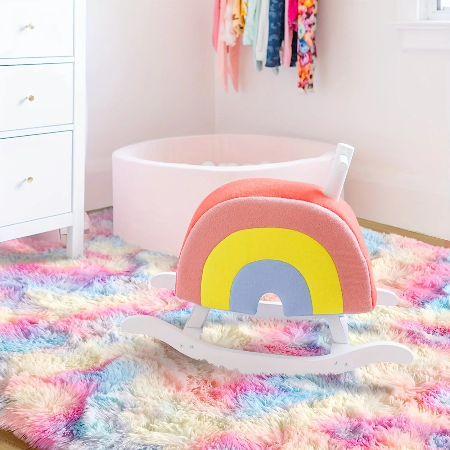 VIKAMA Kinderzimmer-Teppich aus Batik-Wolle und Seide – Ins Nordic Plüsch Sofa Zimmer Schlafzimmer Nachttisch Teppich Schatten für Heimdekoration