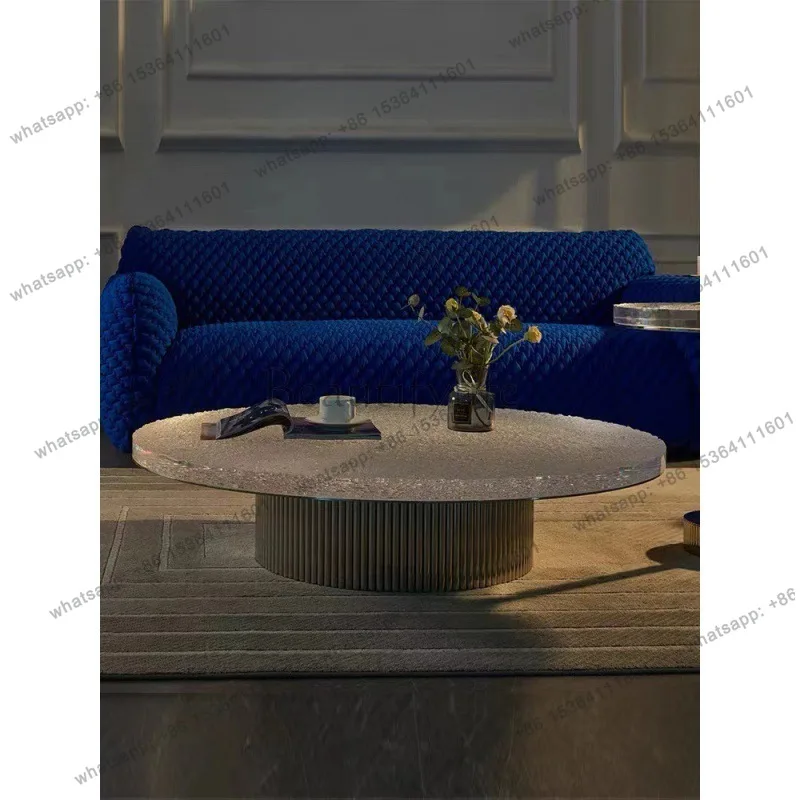 LS Italian designer water ripple countertop high-end creative round glass coffee table