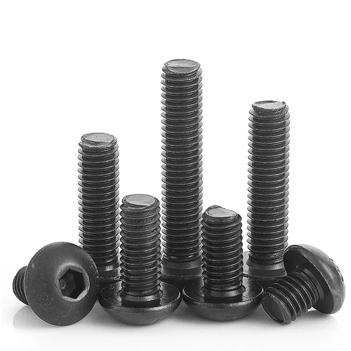 Imagen 2 del producto M1.6 M2 M2.5 M3 M4 M5 M6 M8 Grade12.9 Perilla hexagonal de acero negro Tornillo de cabeza de botón redondo 100/50/20/10/5 piezas L = 3-100 mm