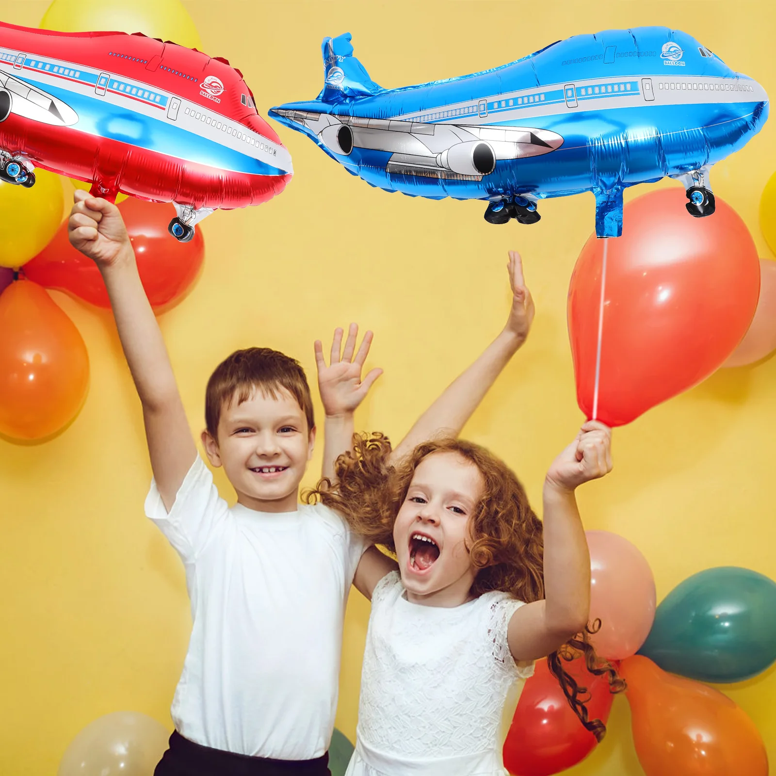 

10pcs Aluminum Foil Balloons Airplane Shape Reusable Kids Toys Metallic Lightweight Aircraft Balloon for Birthday