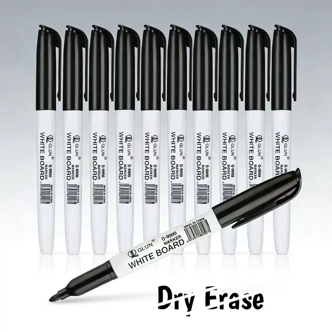 12Pcs Large Capacity Erasable Whiteboard Markers, Water-Based Ink Black Dry Erase Pens for Office School Teaching Supplies